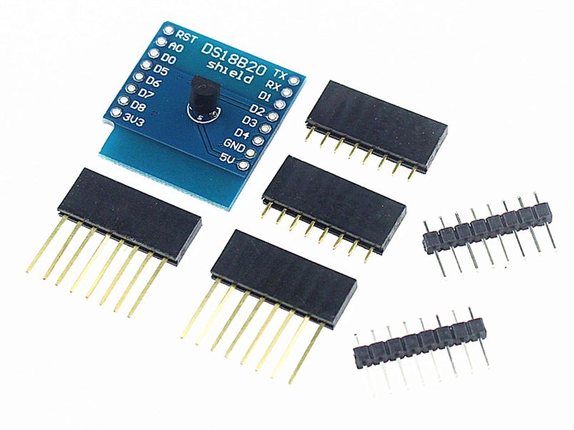 WEMOS D1 mini Temperatuur sensor DS18B20 Shield met header pins